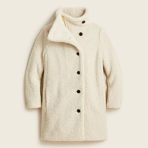 NWT - J Crew Villa white sherpa long teddy coat - 2 / small